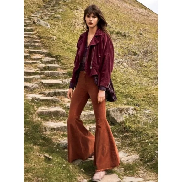 Free People Dolman Corduroy Moto Jacket Asymmetrical Zipper Coat Boho Size M - Picture 3 of 13